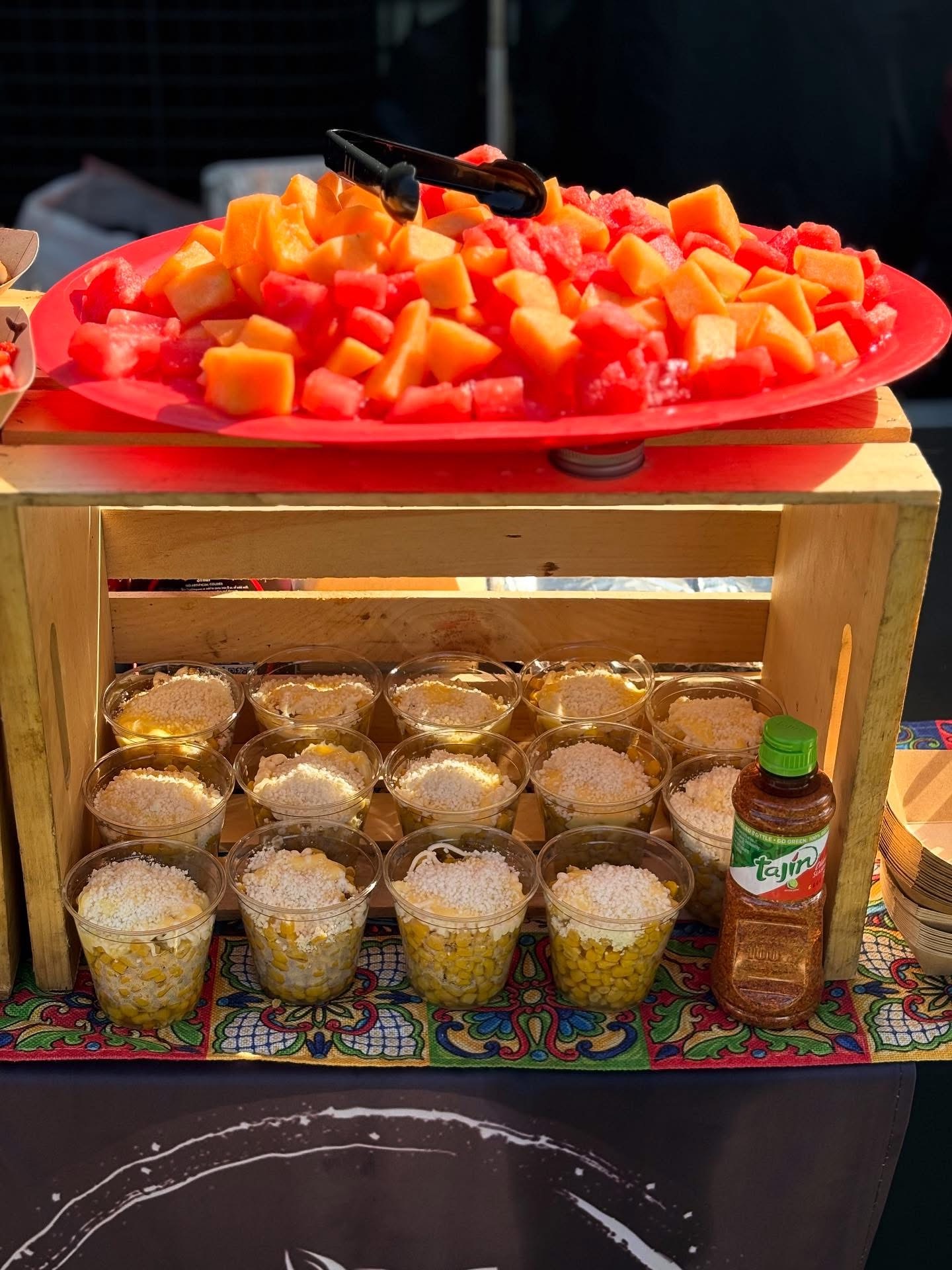 Fruit and elote